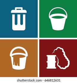 Can icons set. set of 4 can filled icons such as bucket, bin