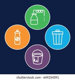 Can icons set. set of 4 can outline icons such as canister, bucket, energy drink