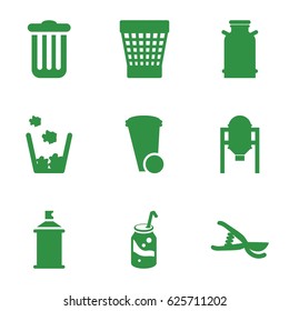 Can icons set. set of 9 can filled icons such as canister, tank, trash bin, spray paint, soda
