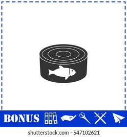 Can With Label Tuna Fish Icon Flat. Simple Vector Symbol And Bonus Icon