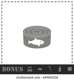 Can with label tuna fish icon flat. Simple vector symbol and bonus icon