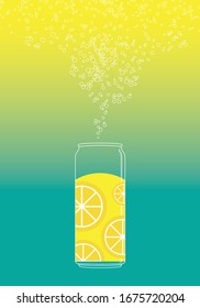 CAN LEMON SODA BUBBLE ILLUSTRATION