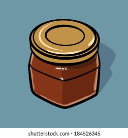 A can with lid with chocolate paste