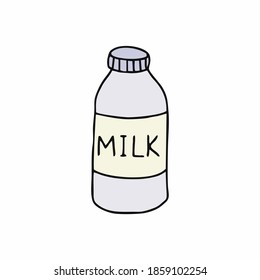 A can of milk drawn in Doodle style. Vector contour illustration for dairy products.