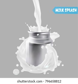 The Can Of Milk. Natural Dairy Products. 3d Vector Icon