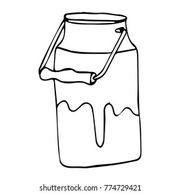 A can of milk vector illustration. Doodle style. Design, print, decor, textile, paper