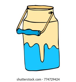 A can of milk vector illustration. Doodle style. Design, print, decor, textile, paper