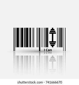 I can motivational quote with bar code vector concept.