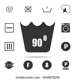 can not be washed above 90 degrees icon. Detailed set of laundry icons. Premium quality graphic design. One of the collection icons for websites, web design, mobile app on white background
