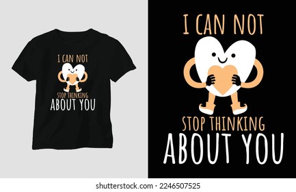 I can not stop thinking about you
 - Valentine's Day Typography t-shirt Design with heart, cat, and motivational quotes