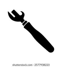 Can opener icon. Black silhouette. Front side view. Vector simple flat graphic illustration. Isolated object on white background. Isolate.