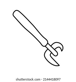 Puede abrirse. Esbozo de cocina. Utensil de cocina vectorial de línea de garabato y herramienta. Cuchillería