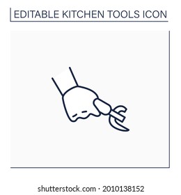 Can opener line icon. Tin opener. Device for open up tin can.Kitchen tools concept. Isolated vector illustration. Editable stroke