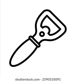 Can Opener Line Vector Illustration On White Background.