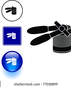 can opener and can symbol sign and button