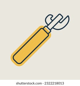 Can opener with wooden handle vector isolated icon. Kitchen appliances. Graph symbol for cooking web site design, logo, app, UI