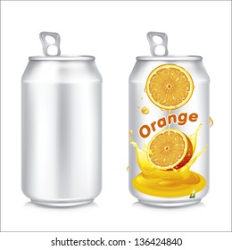 Can With Orange Juice. Vector Illustration.