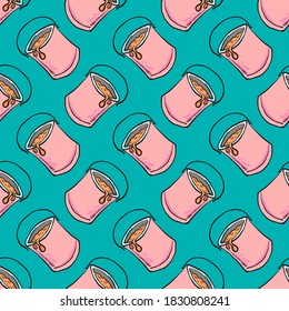 Can pattern, seamless pattern on blue background.