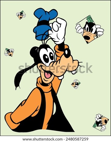 Can Polat, 25.06.2024, Turkey, Editorial Asset Design of Comic Character Goofy Vector for T-Shirt,  Character Created by Walt Disney, Clip Art, Sticker, Logo,