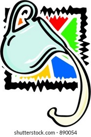 Una lata de leche saliendo. Ilustración vectorial.