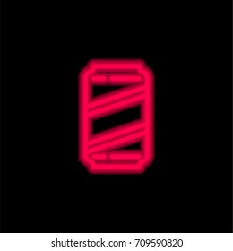Can red glowing neon ui ux icon. Glowing sign logo vector
