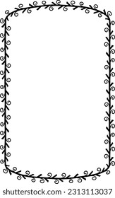 Can Shape Flower frame spiral leaves wreath vector border floral photo frame black botanical branches decoration wedding anniversary birthday new year newborn Christmas valentine winner award 