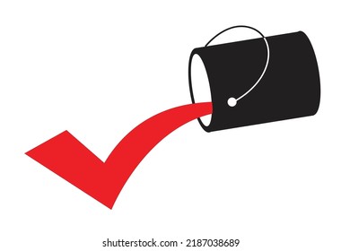 Can silhouette with a red check mark. Editable Clip Art.