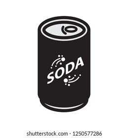 Can soda black label. Simple flat design. Isolate on white background.