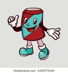 Can of soda mascot smile thumbs up vector