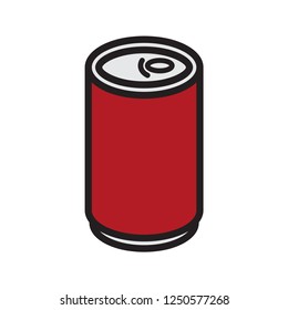 Can softdrink red label. Simple flat design. Isolate on white background.