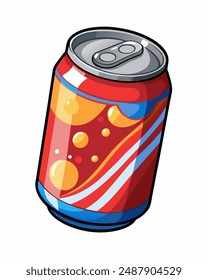 Can of sparkling water. Aluminum or tin cans for cold beverage. Cartoon vector illustration.