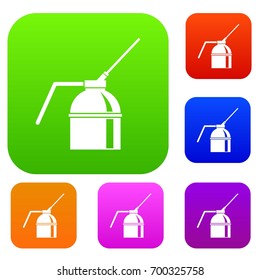 Can of spray paint set icon in different colors isolated vector illustration. Premium collection