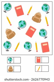 I can spy worksheet for kids, how many printable for kindergarten, i can spy worksheet with school tools theme