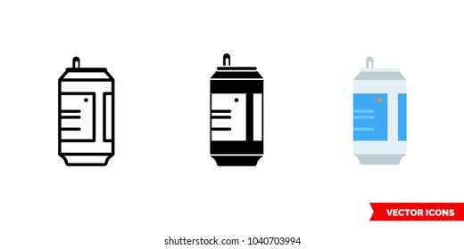 Can symbol icon of 3 types: color, black and white, outline. Isolated vector sign symbol.