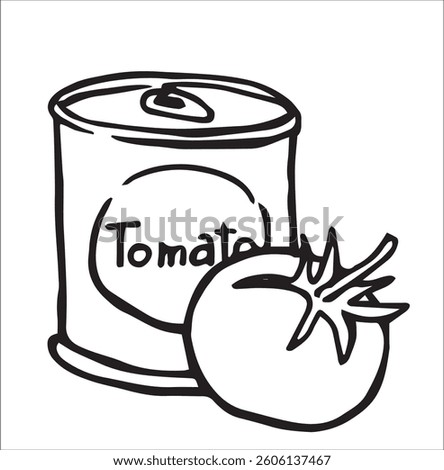 can of tomato soup, cute doodle illustration	