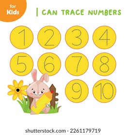 I can track numbers. Educational game for children. easter workbook