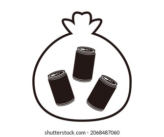 A can in a trash bag. Recycle. With Vector Illustration.