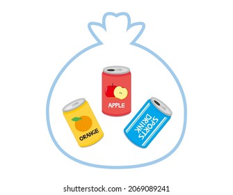 A can in a trash bag. Recycle. With Vector Illustration.