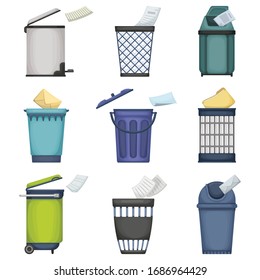 Can trash vector cartoon set icon. Vector illustration garbage basket on white background. Isolated cartoon set icon can trash.