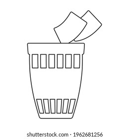 Can trash vector outline icon. Vector illustration can trash on white background. Isolated outline illustration icon of garbage basket.