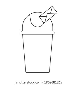 Can trash vector outline icon. Vector illustration can trash on white background. Isolated outline illustration icon of garbage basket.