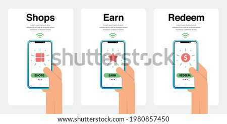 Can Use Immediately. Perfect For Website, Social Media, Commercial And Others. Shop, Earn And Redeem. Vector. 