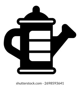 Can with water for watering seedlings solid icon, spring season concept. Vector graphics. Watering can for irrigation sign on white background, glyph style icon for mobile or web design
