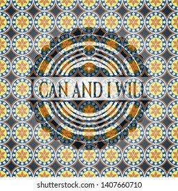 I can and i will arabesque badge. arabic decoration.