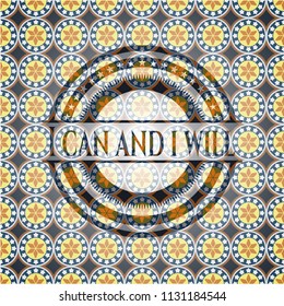 I can and i will arabic style badge. Arabesque decoration.
