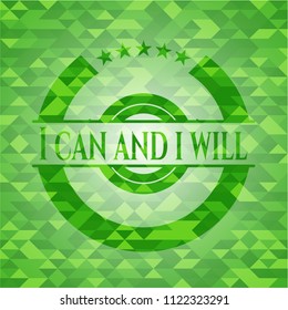 I can and i will green emblem with mosaic background