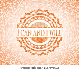 I can and i will orange mosaic emblem with background