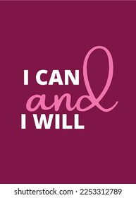 I can and I will typography pink Motivational quote poster