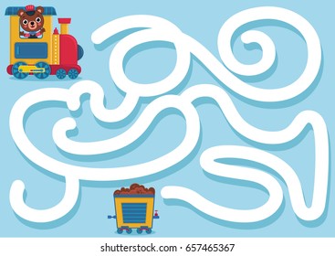 Can you help the bear to find his train carriage?
