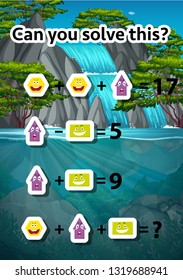 Can you solve this waterfall scene illustration